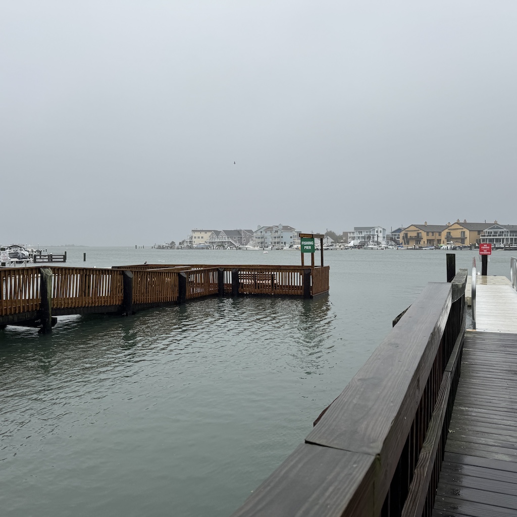Water rises on the bay, Monday, October 13, 2025.